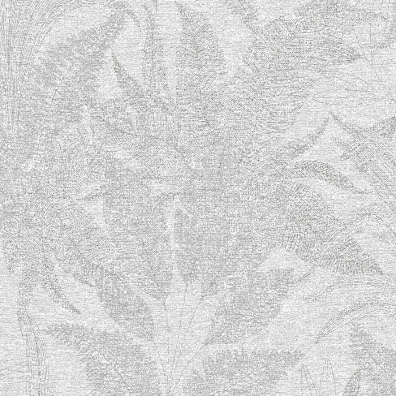WH30144 Botanical Leaves Welcome Home Silver Grey Wallpaper By Galerie