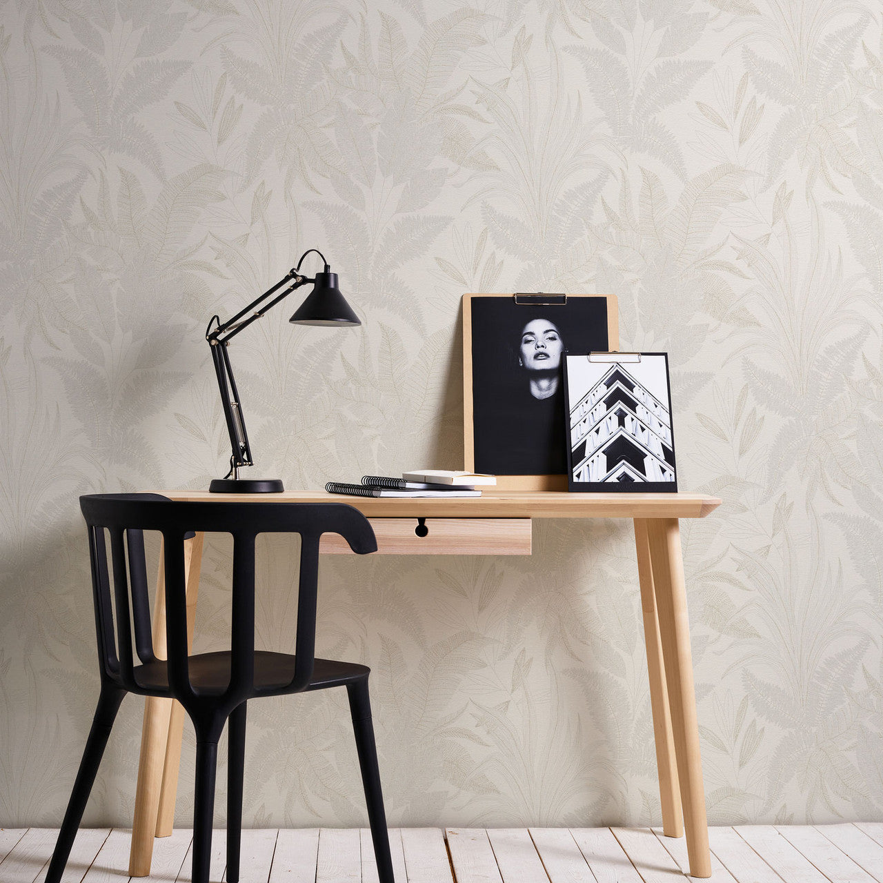 WH30145 Botanical Leaves Welcome Home Beige Wallpaper By Galerie