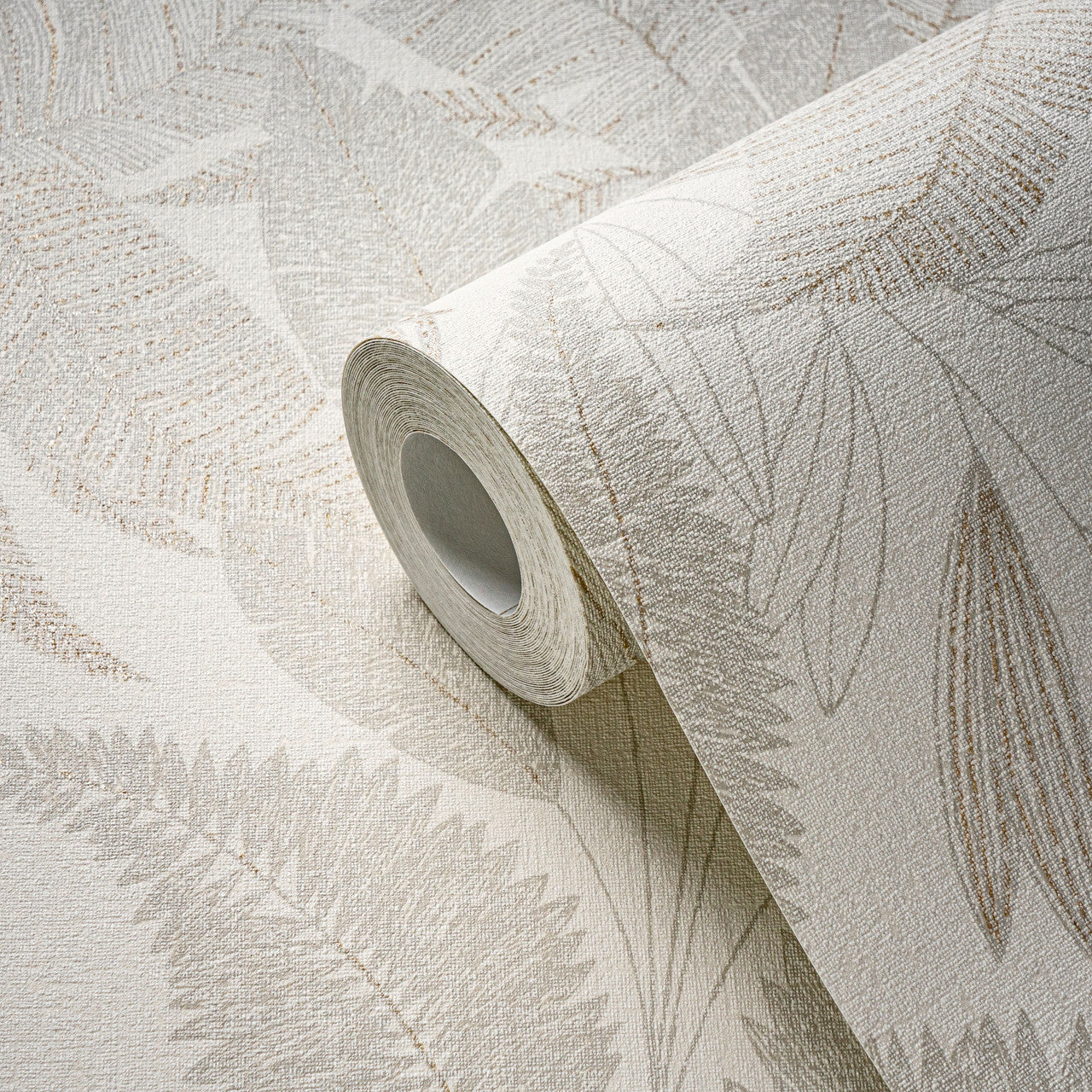 WH30145 Botanical Leaves Welcome Home Beige Wallpaper By Galerie