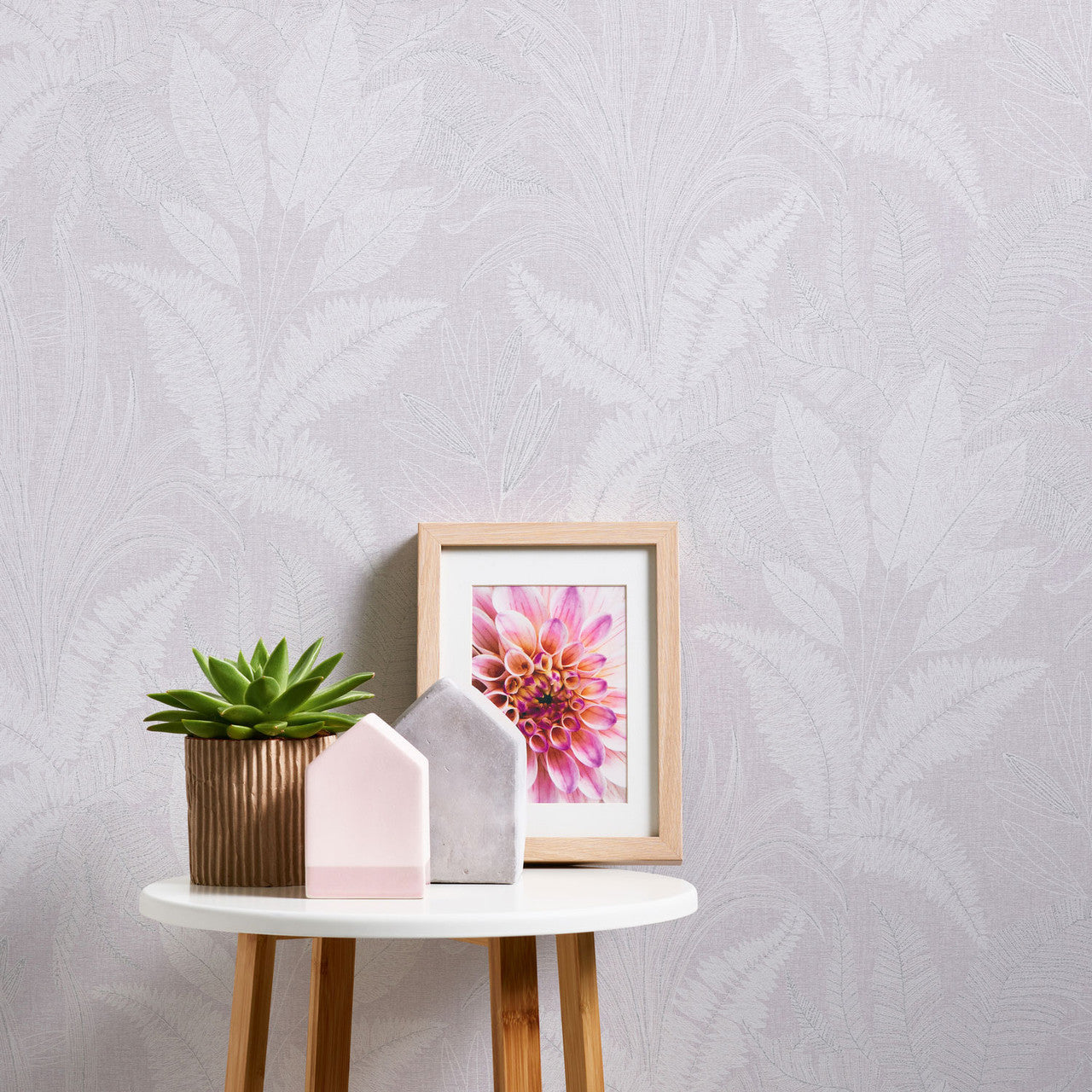 WH30147 Botanical Leaves Welcome Home Purple Lilac Wallpaper By Galerie