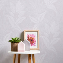 WH30147 Botanical Leaves Welcome Home Purple Lilac Wallpaper By Galerie