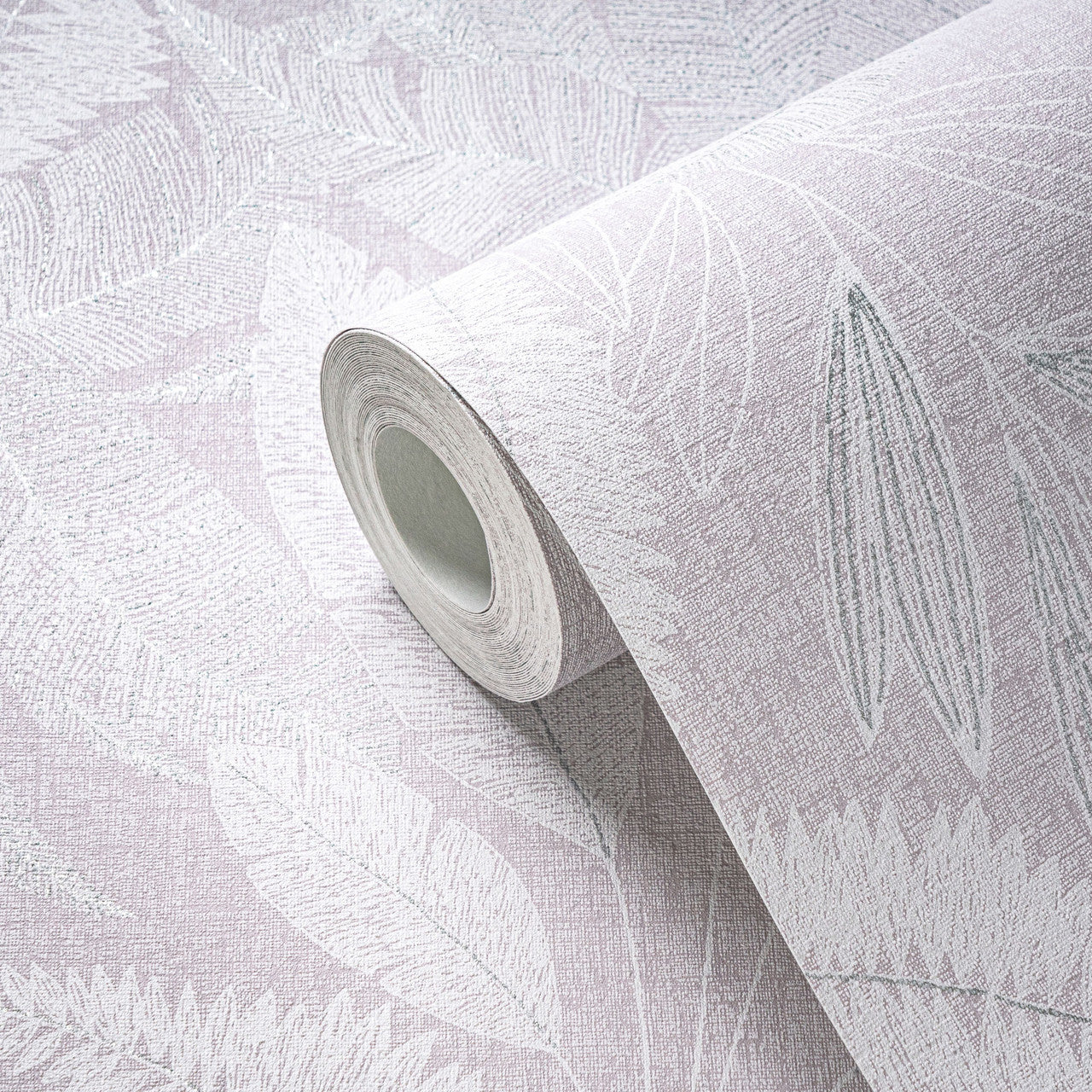 WH30147 Botanical Leaves Welcome Home Purple Lilac Wallpaper By Galerie