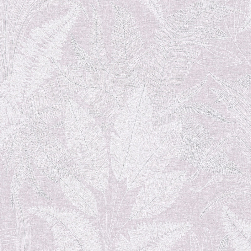 WH30147 Botanical Leaves Welcome Home Purple Lilac Wallpaper By Galerie