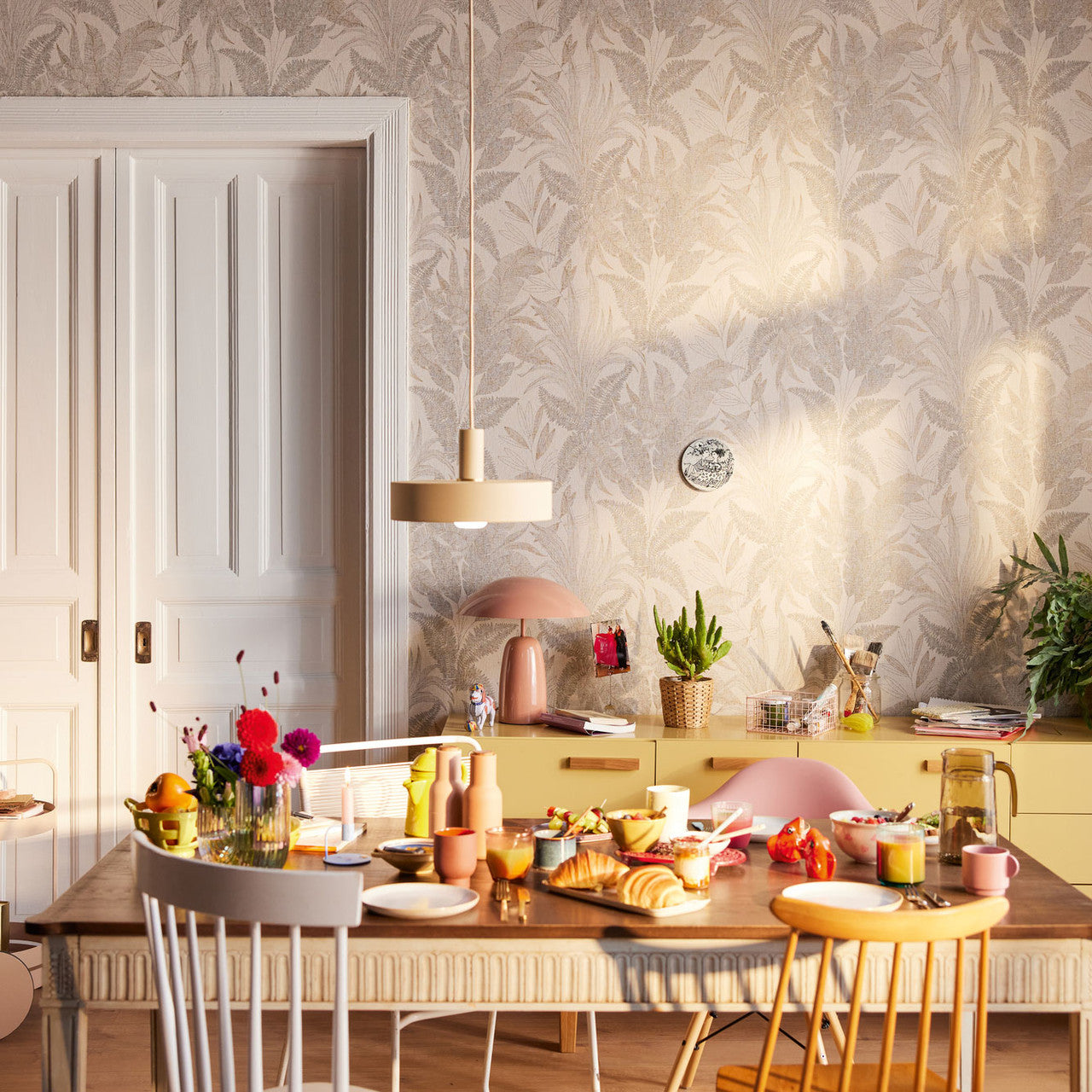 WH30148 Botanical Leaves Welcome Home Bronze Brown Wallpaper By Galerie