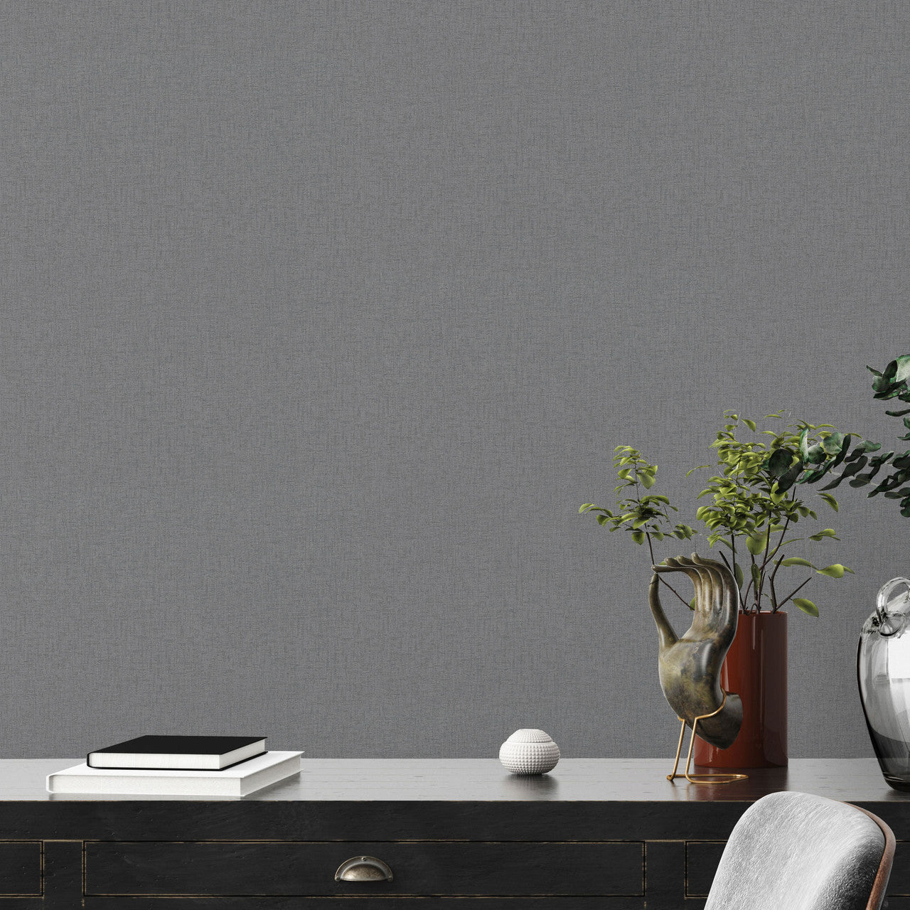 WH30150 Rustic Texture Welcome Home Silver Grey Wallpaper By Galerie