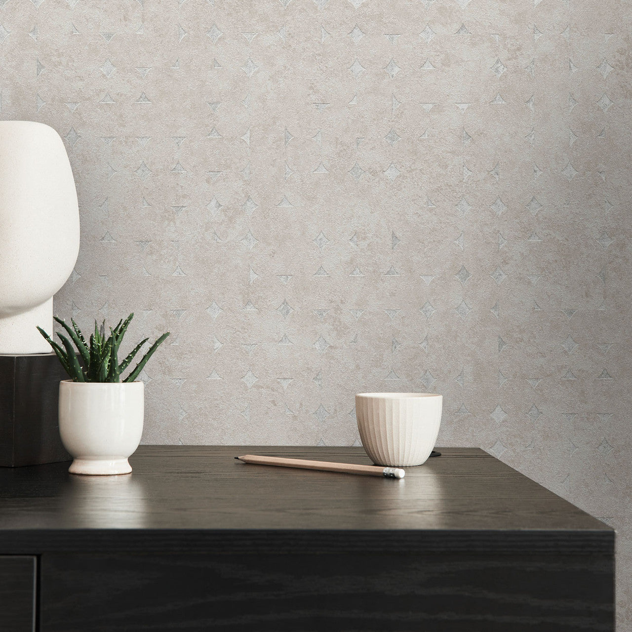 WH30158 Industrial Harlequin Motif Welcome Home Beige Wallpaper By Galerie