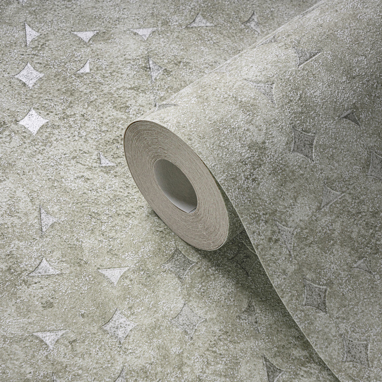 WH30159 Industrial Harlequin Motif Welcome Home Green Wallpaper By Galerie