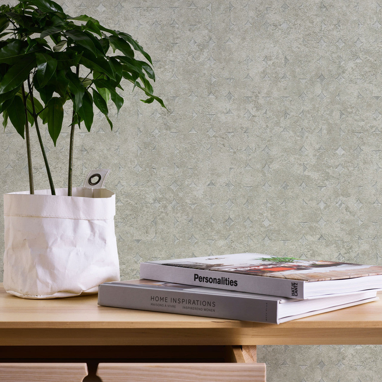 WH30159 Industrial Harlequin Motif Welcome Home Green Wallpaper By Galerie