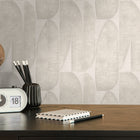 WH30168 Geometric Leaf Welcome Home Beige Wallpaper By Galerie