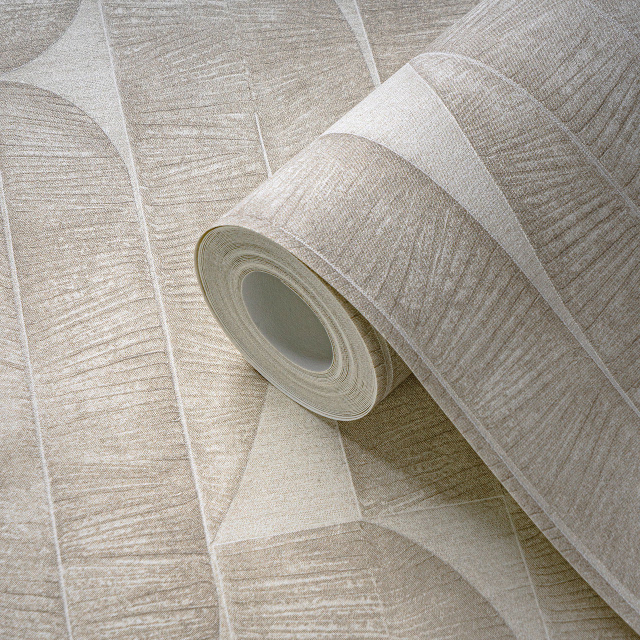 WH30168 Geometric Leaf Welcome Home Beige Wallpaper By Galerie