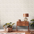 WH30168 Geometric Leaf Welcome Home Beige Wallpaper By Galerie