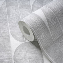 WH30169 Geometric Leaf Welcome Home Silver Grey Wallpaper By Galerie