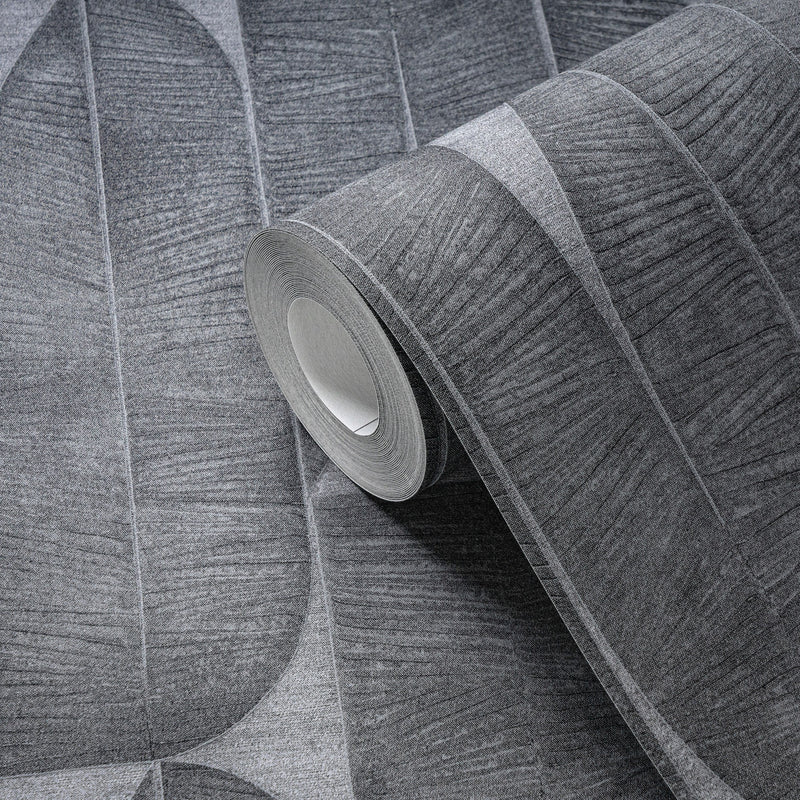 WH30171 Geometric Leaf Welcome Home Black Wallpaper By Galerie