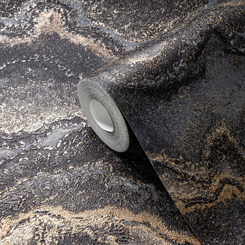 WH30176 Water Marble Welcome Home Black Wallpaper By Galerie