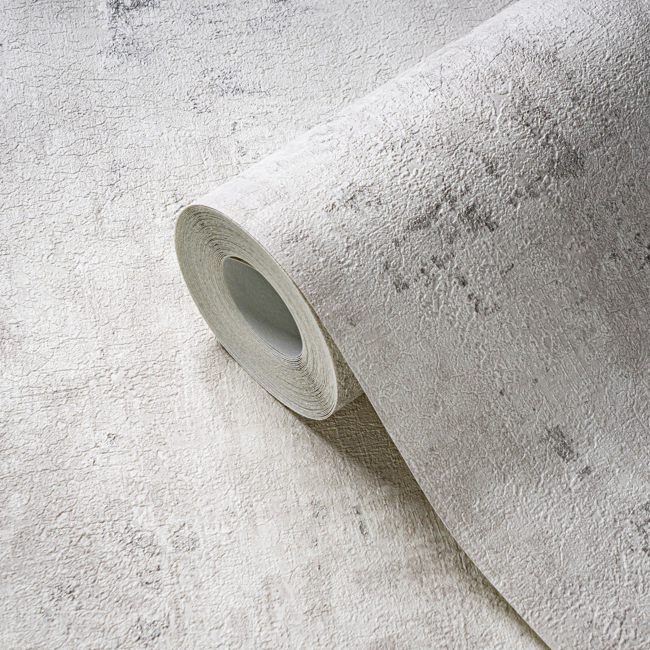 WH30184 Distressed Metallic Texture Welcome Home Silver Grey Wallpaper By Galerie