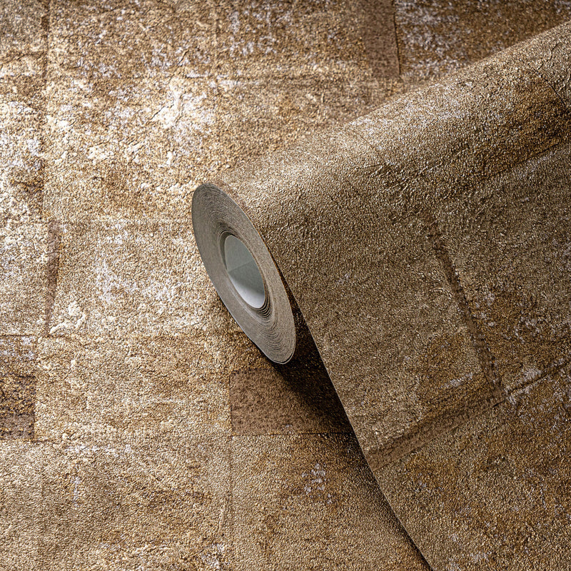 WH30185 Squares on Squares Texture Welcome Home Gold Wallpaper By Galerie