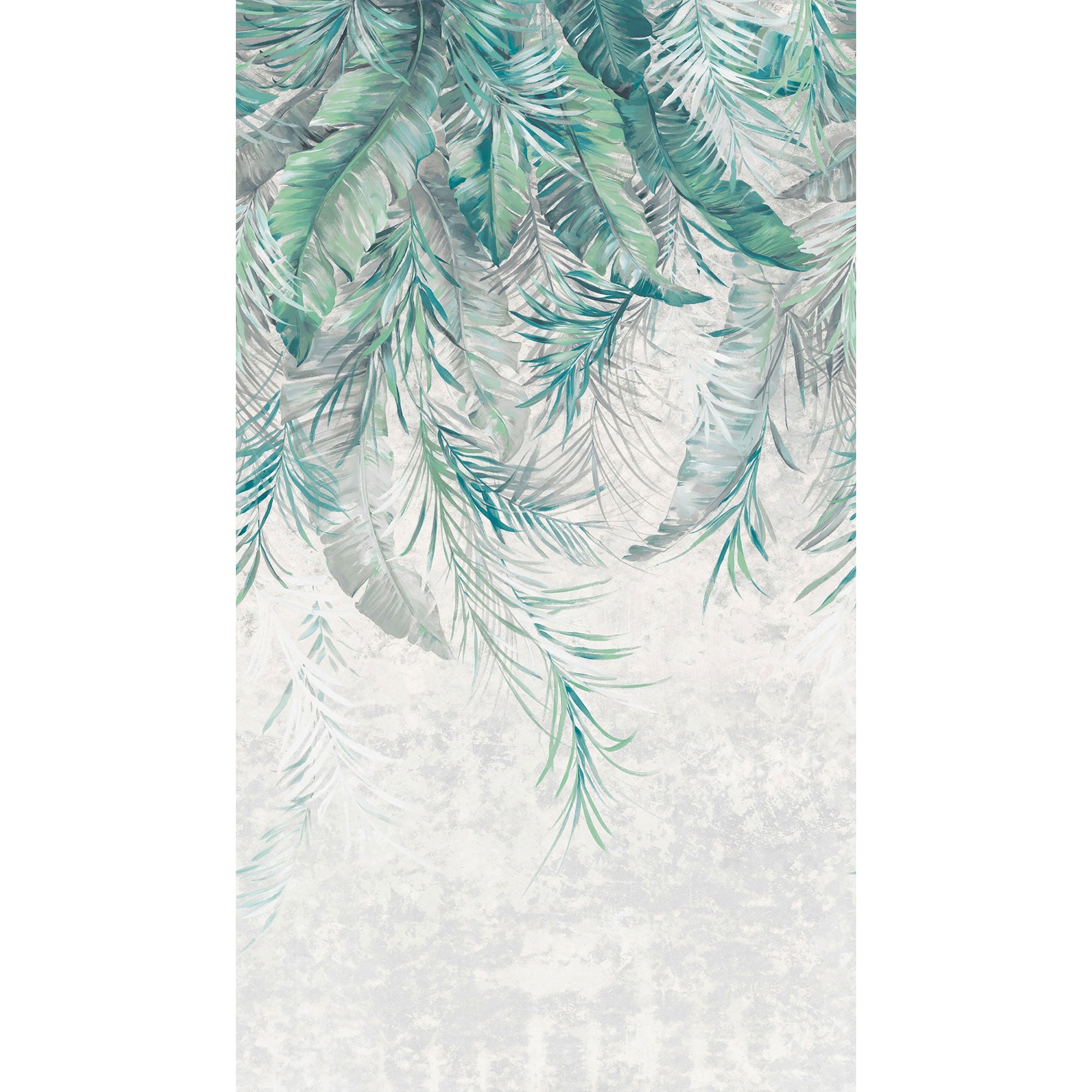 WH45189M Cascading Tropical Foliage Green Mural by Galerie