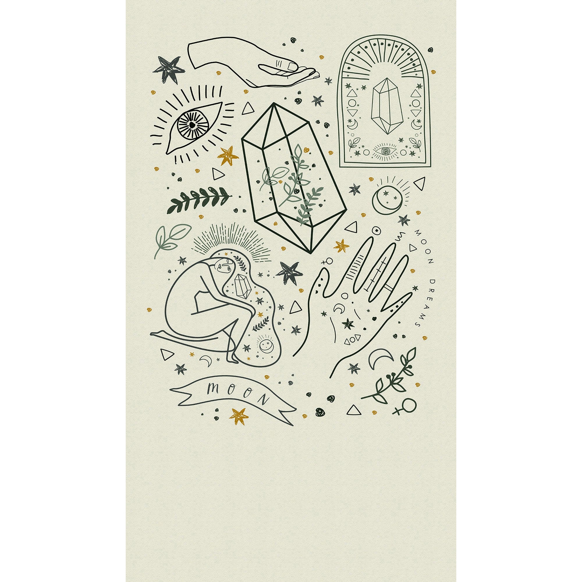 WH45192M Celestial Spirit White Mural by Galerie