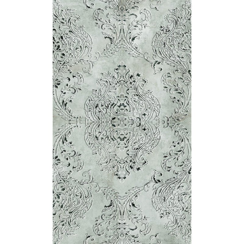 WH45204M Antique Damask Silver Grey Mural by Galerie