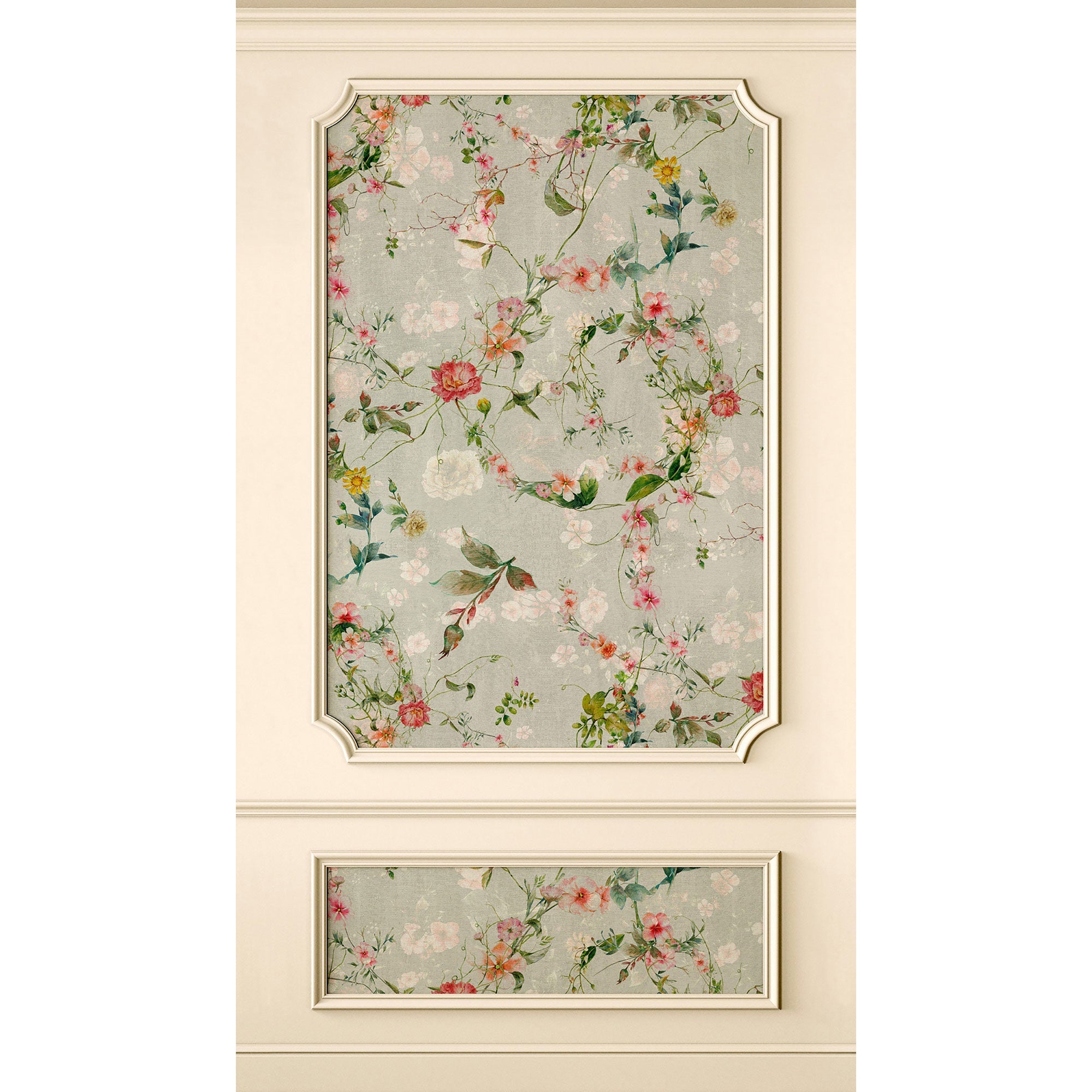 WH45215M Floral Wood Panelling Pink Mural by Galerie
