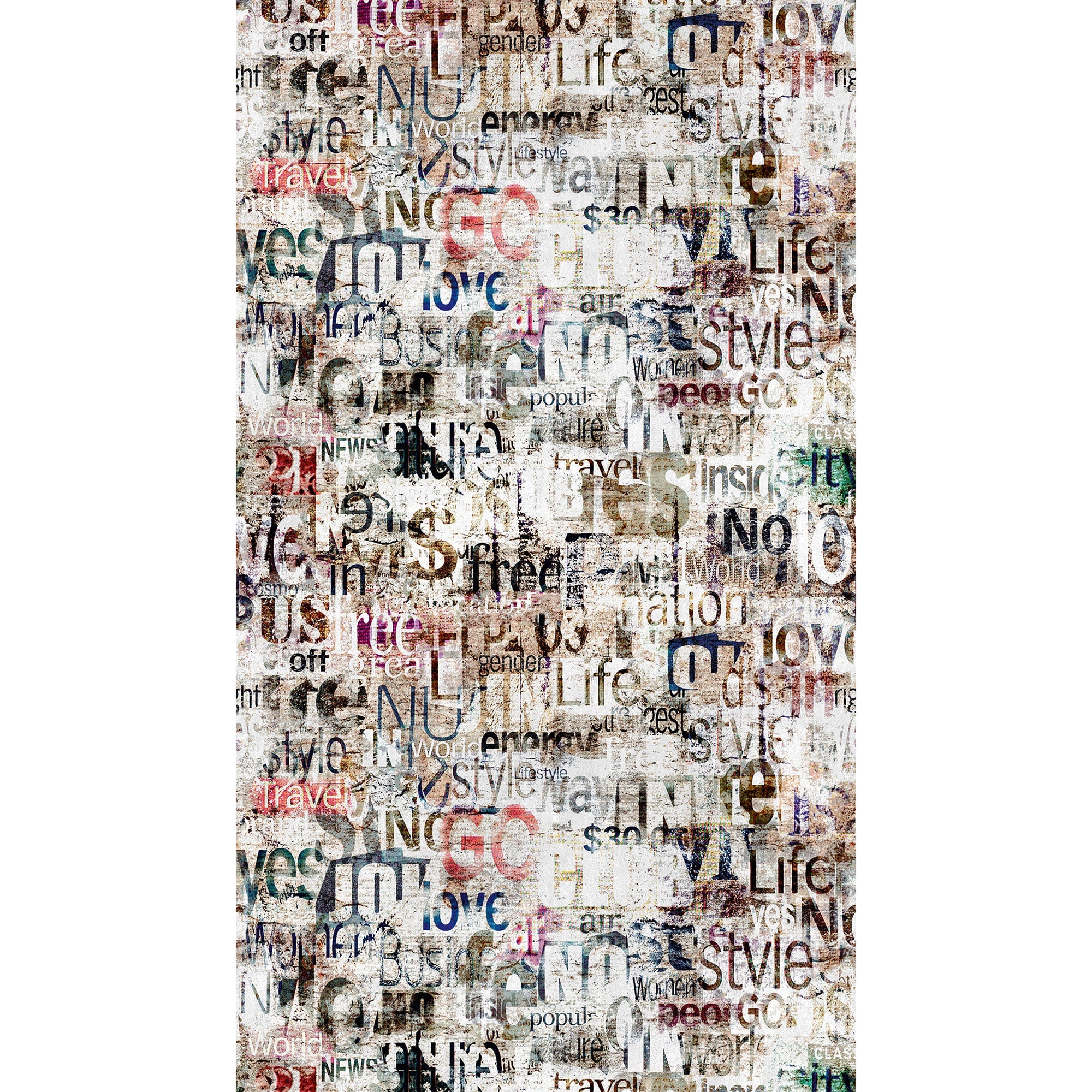 WH45216M Vintage Newspaper Print Beige Mural by Galerie