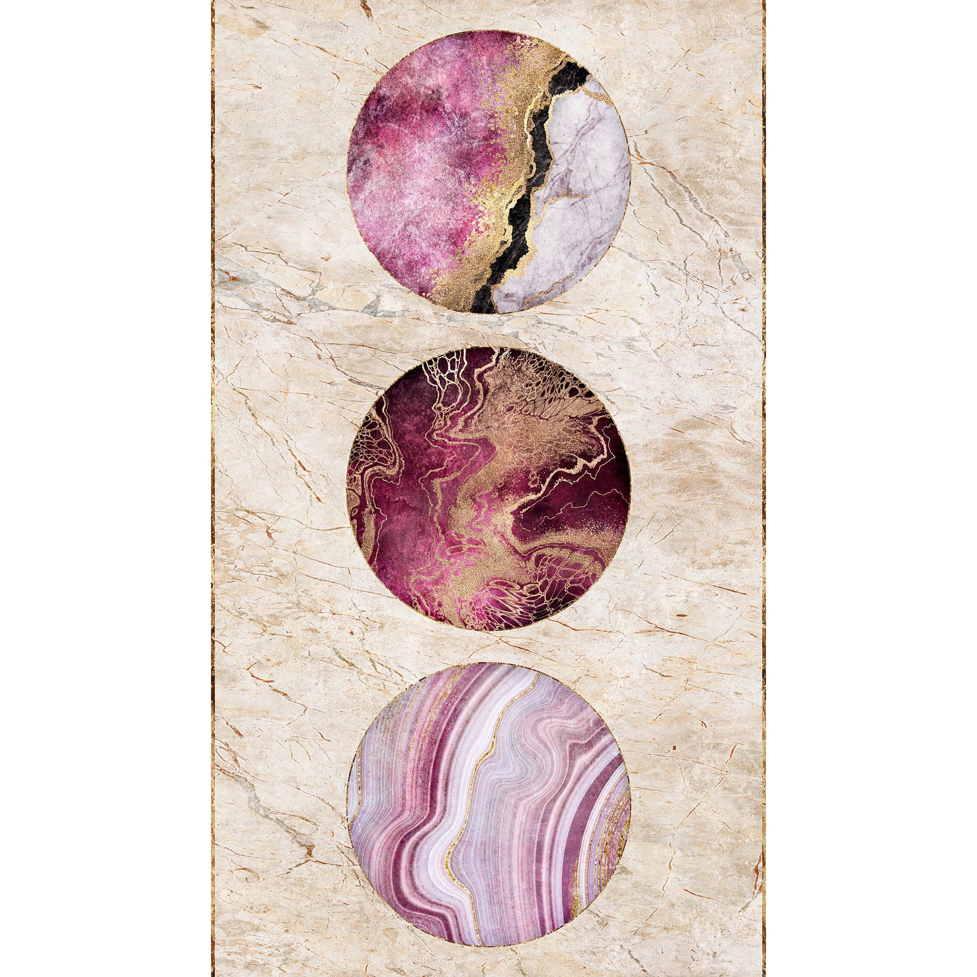 WH45219M Marble Eclipse - Crimson Veil Beige Mural by Galerie