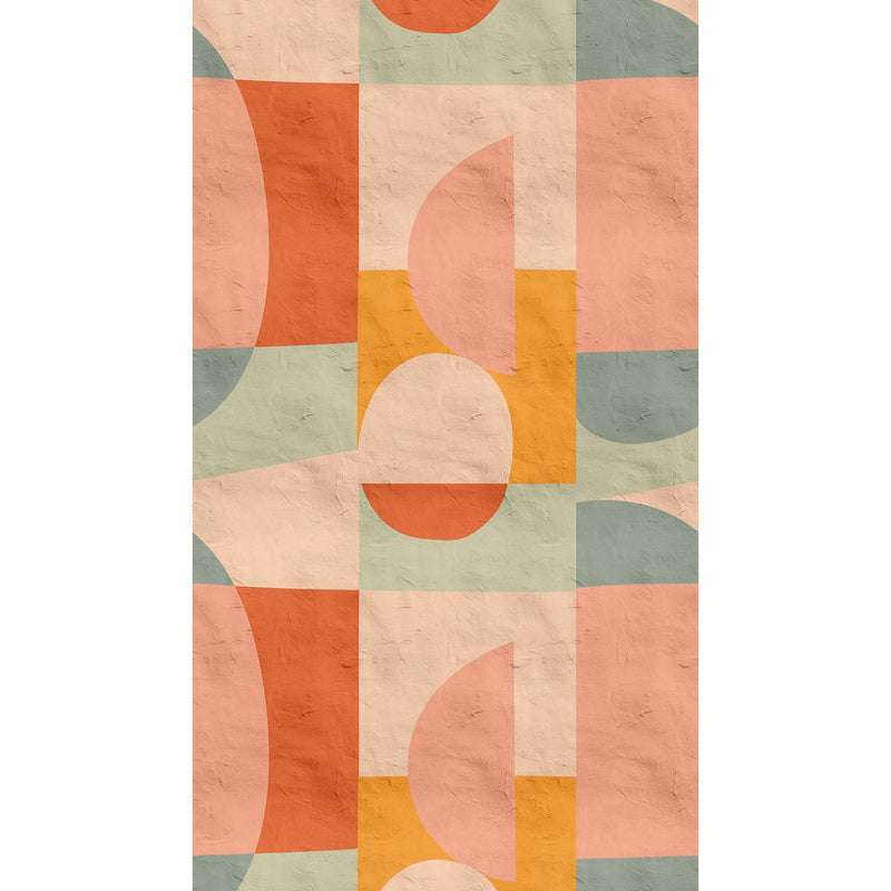 WH45225M Pastel Abstract Shapes in Bauhaus Style Multi-coloured Mural by Galerie