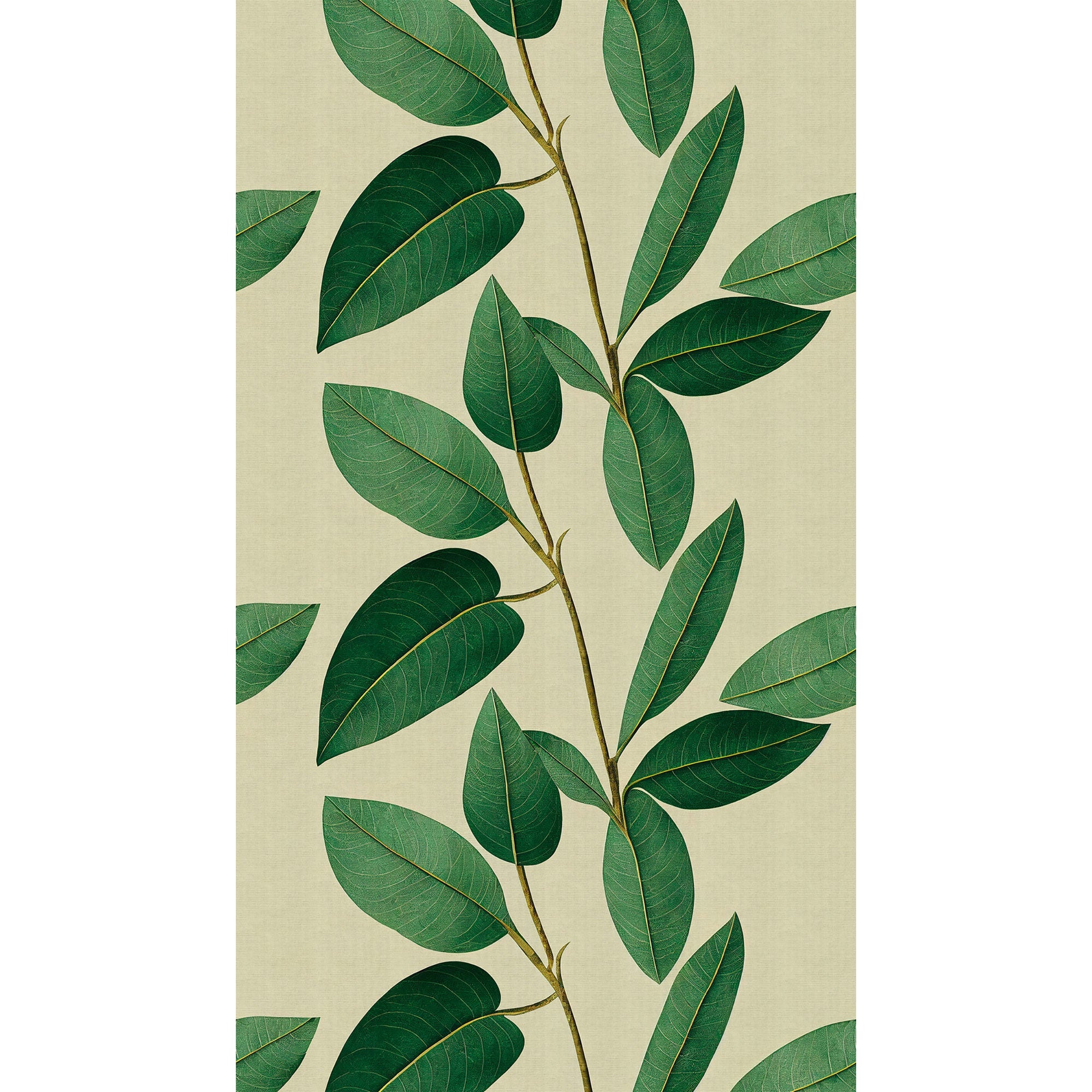 WH45233M Stylized Botanical Design Featuring Rich Foliage Green Mural by Galerie