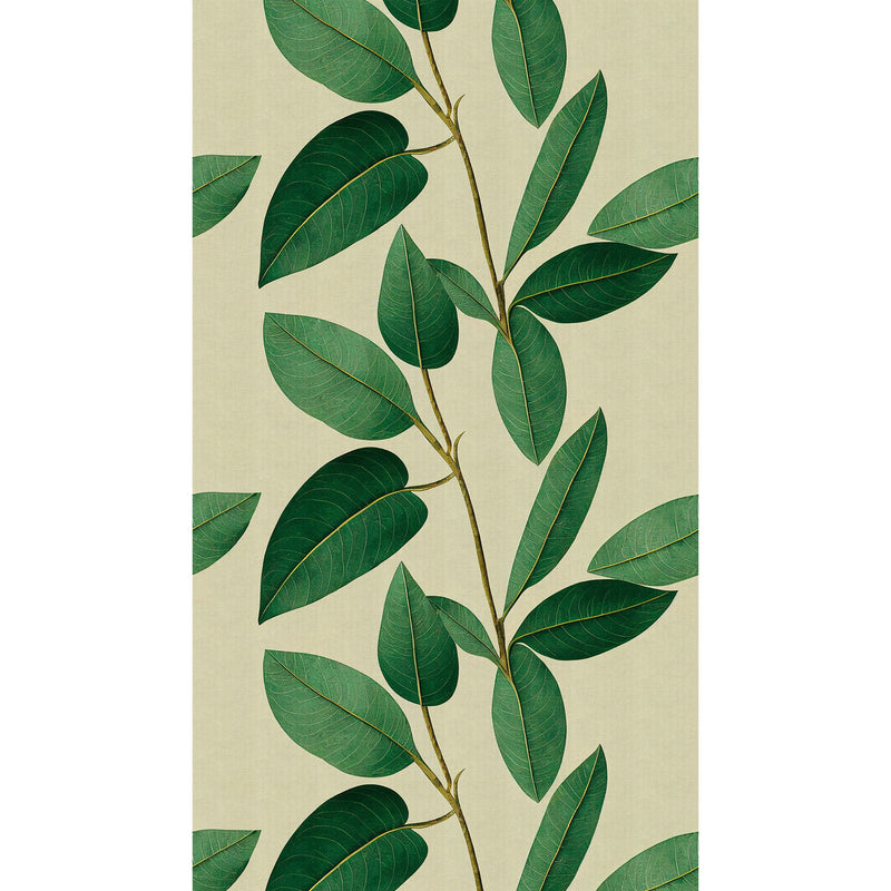 WH45233M Stylized Botanical Design Featuring Rich Foliage Green Mural by Galerie