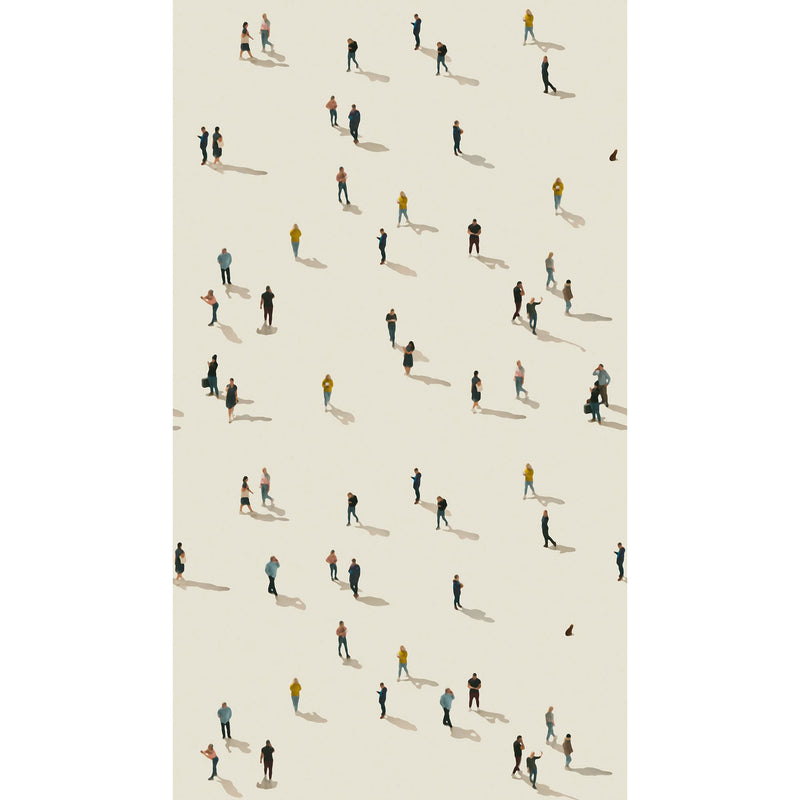 WH45234M Scattered People Beige Mural by Galerie
