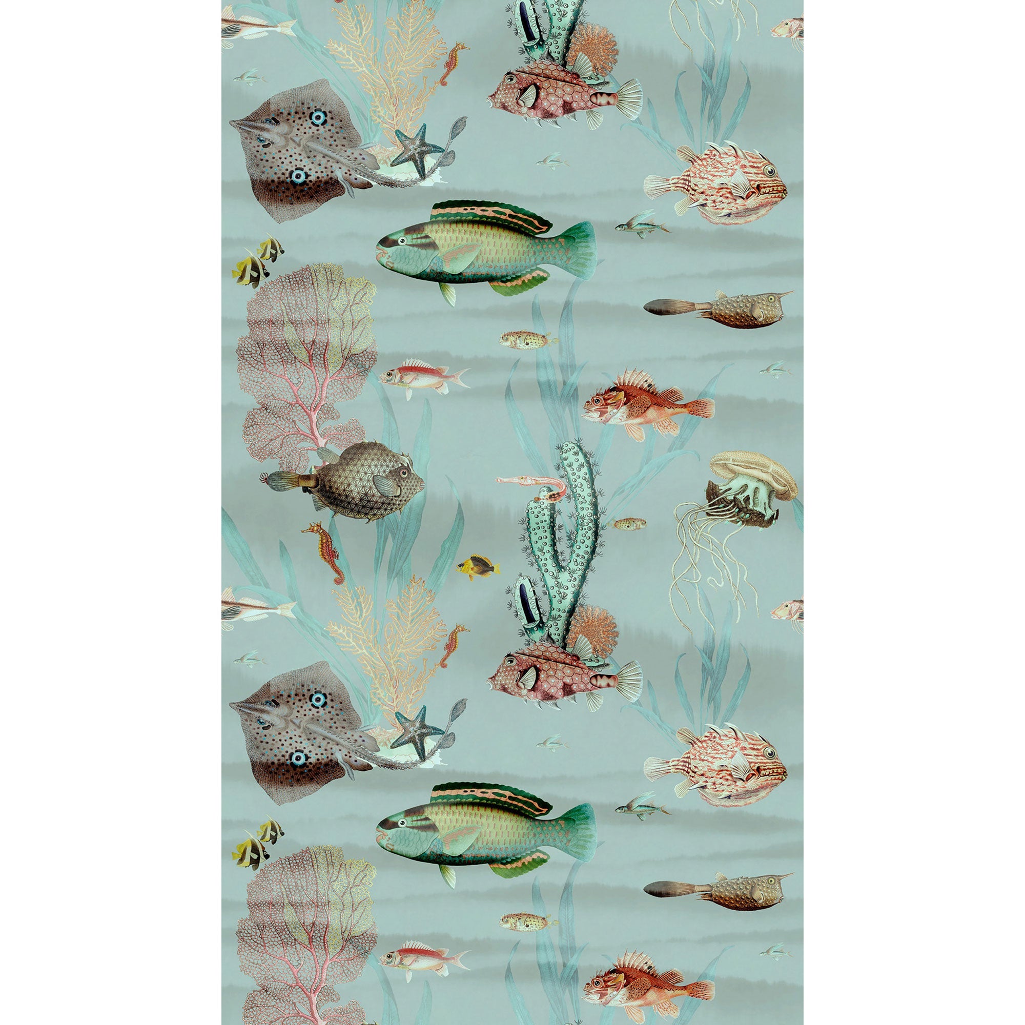 WH45238M Underwater Marine Scene - Blue Blue Mural by Galerie