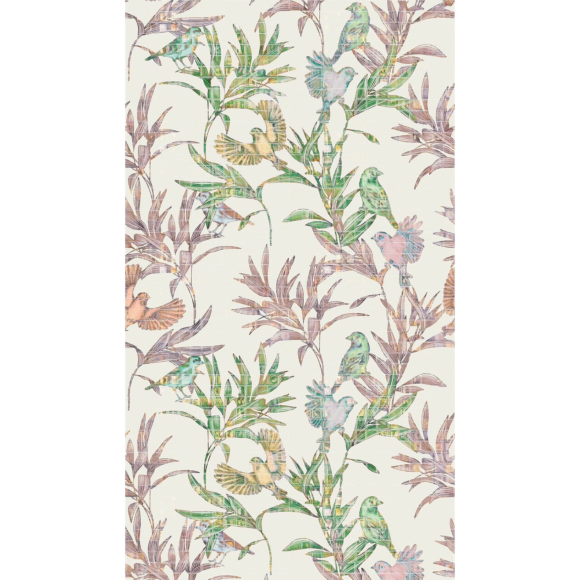 WH45245M Botanical Birdsong Multi-coloured Mural by Galerie