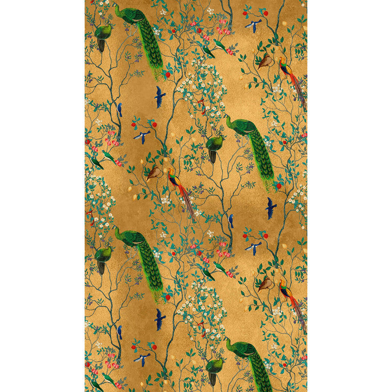 WH45248M Golden Ornamental Garden Aviary Gold Mural by Galerie