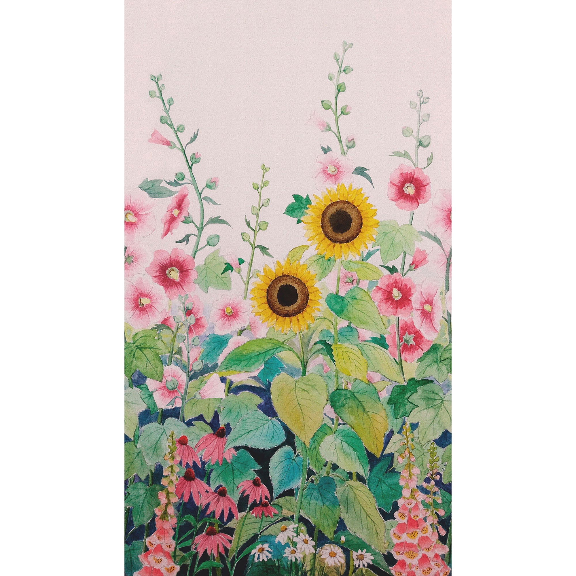 WH45249M Sunflower Garden Bloom Green Mural by Galerie