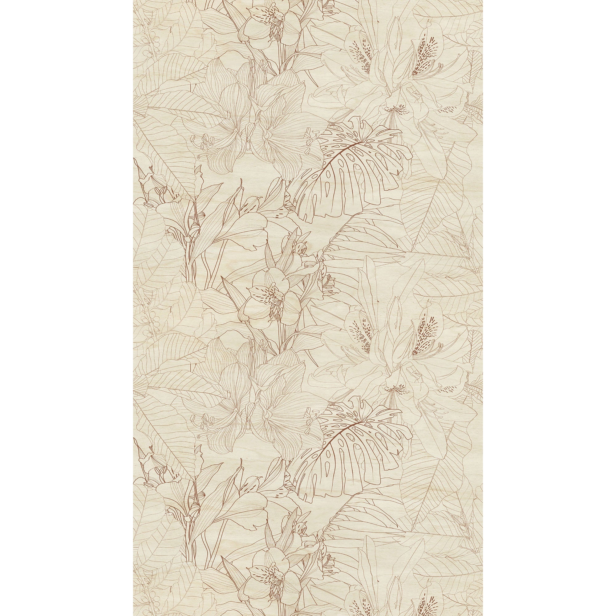 WH45252M Delicate Botanical Sketch Beige Mural by Galerie