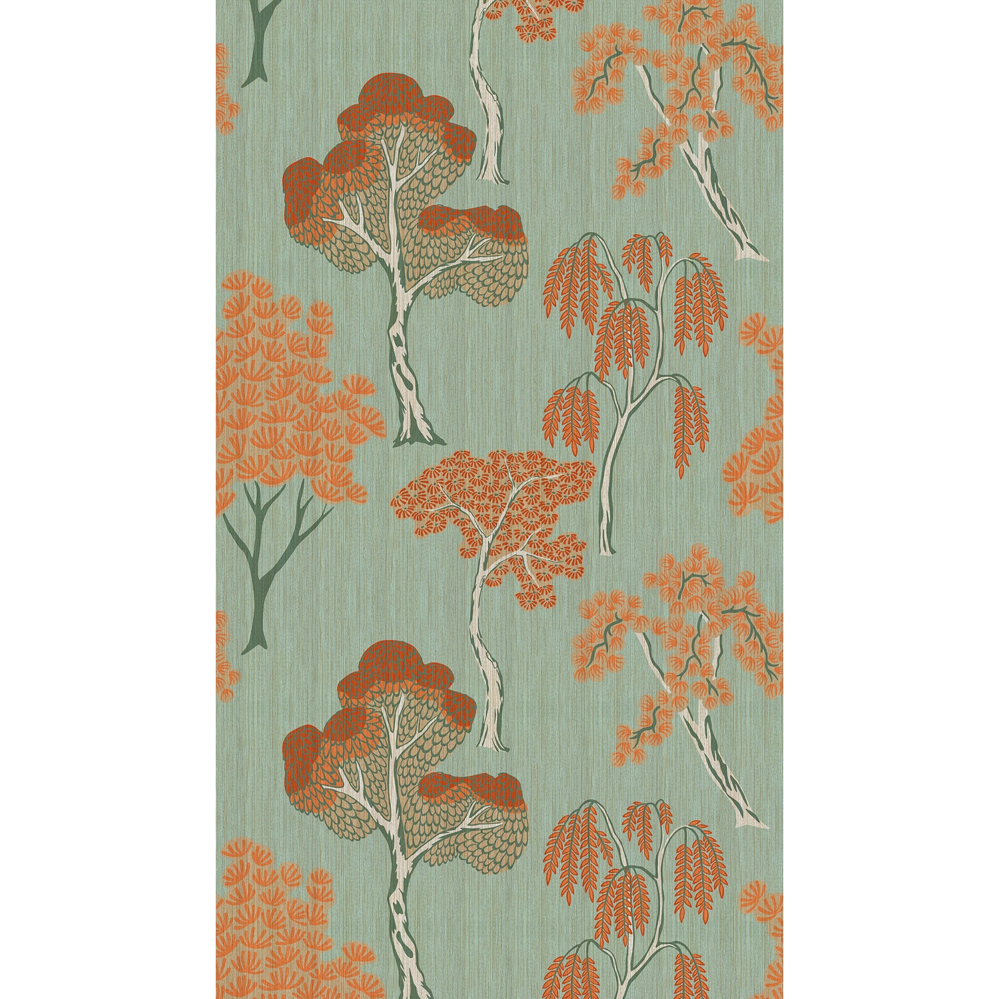 WH45253M Rustic Forest Charm Green Mural by Galerie