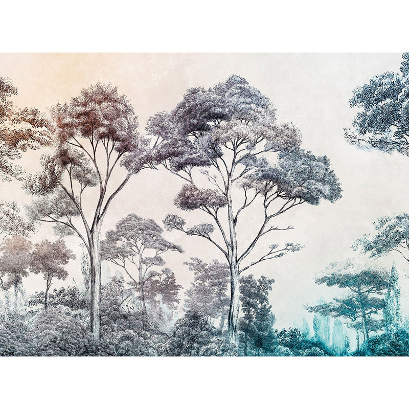 WH45267M Elegant forest motif Blue Mural by Galerie