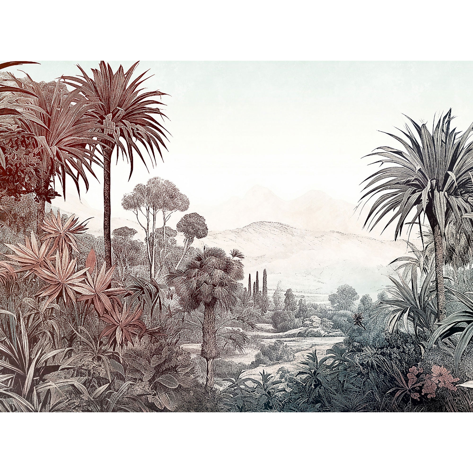 WH45268M Tropical Jungle Landscape Green Mural by Galerie