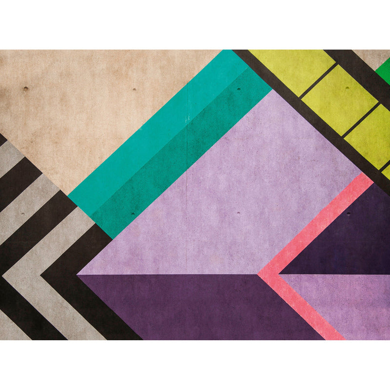 WH45277M Retro Abstract Shapes Multi-coloured Mural by Galerie