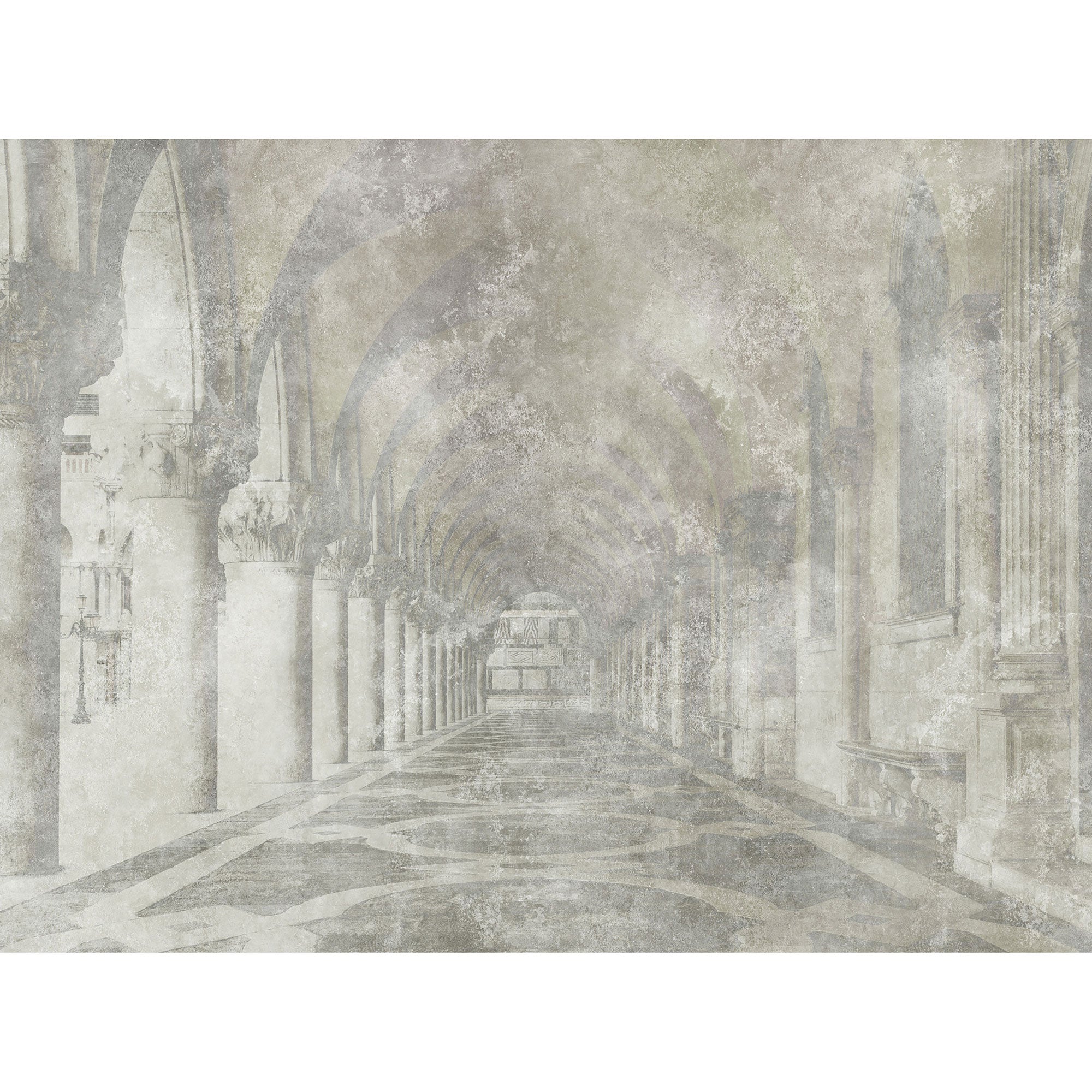 WH45278M Vintage Historical Palace Architecture Silver Grey Mural by Galerie