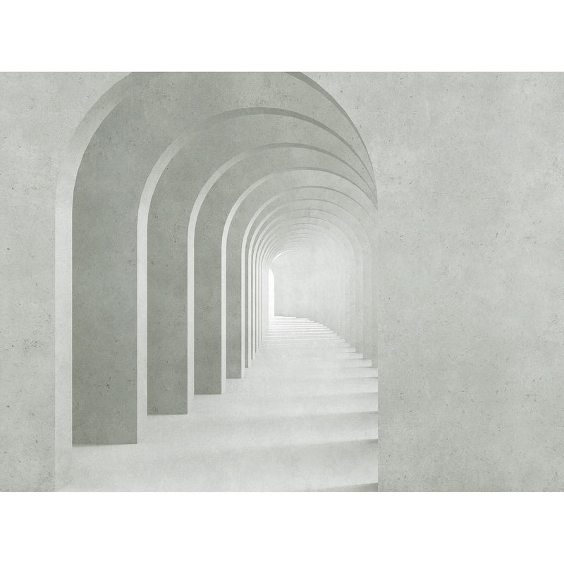 WH45279M Minimalist Archway Perspective Silver Grey Mural by Galerie