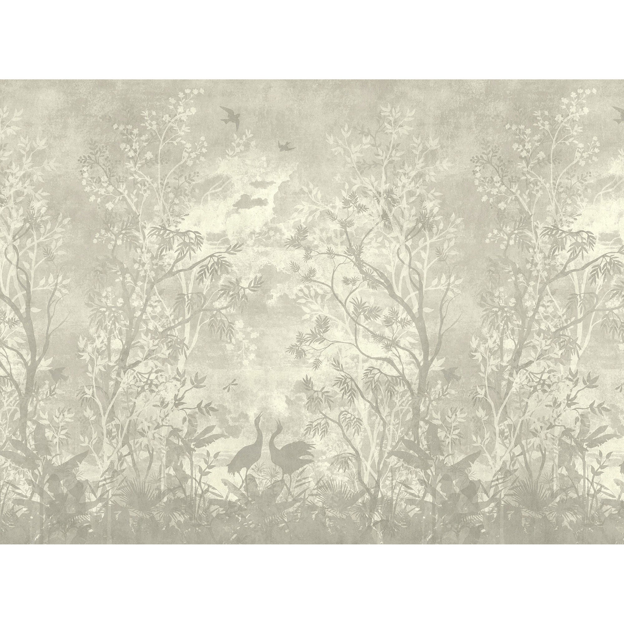 WH45281M Mystic Jungle Canopy Silver Grey Mural by Galerie