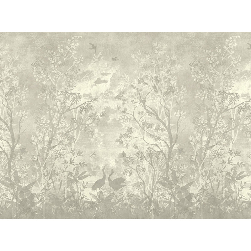 WH45281M Mystic Jungle Canopy Silver Grey Mural by Galerie
