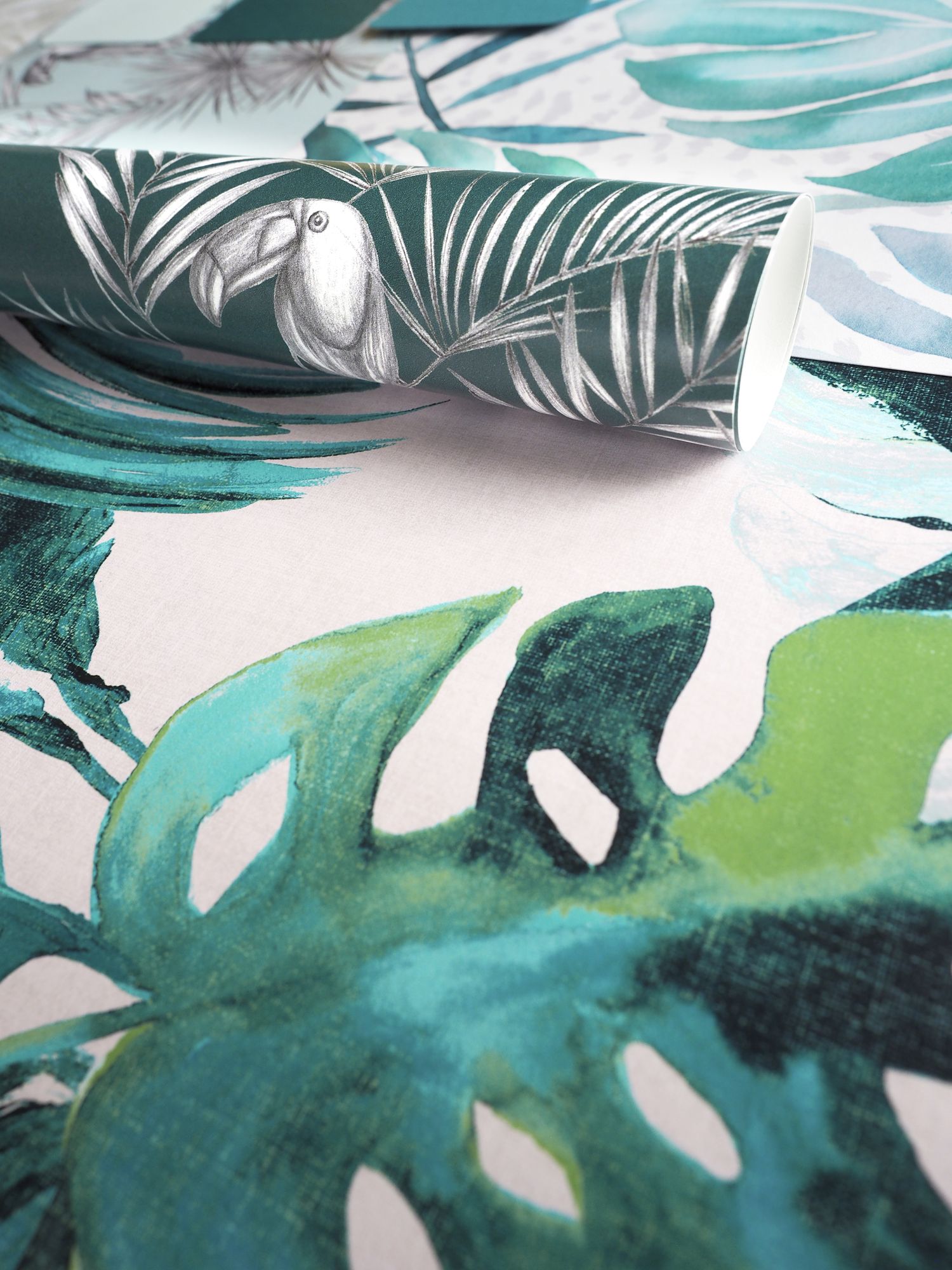 WLD53101W Palmera Turquoise Turquoise Wallpaper by Ohpopsi