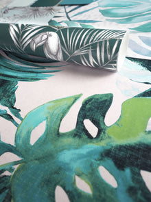 WLD53101W Palmera Turquoise Turquoise Wallpaper by Ohpopsi
