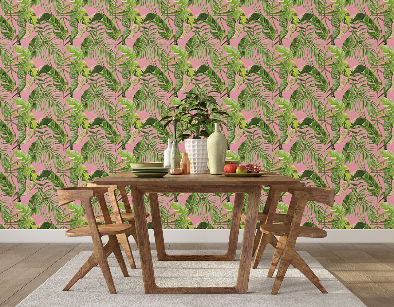 WLD53104W Palmera Fuchsia Fuchsia Wallpaper by Ohpopsi
