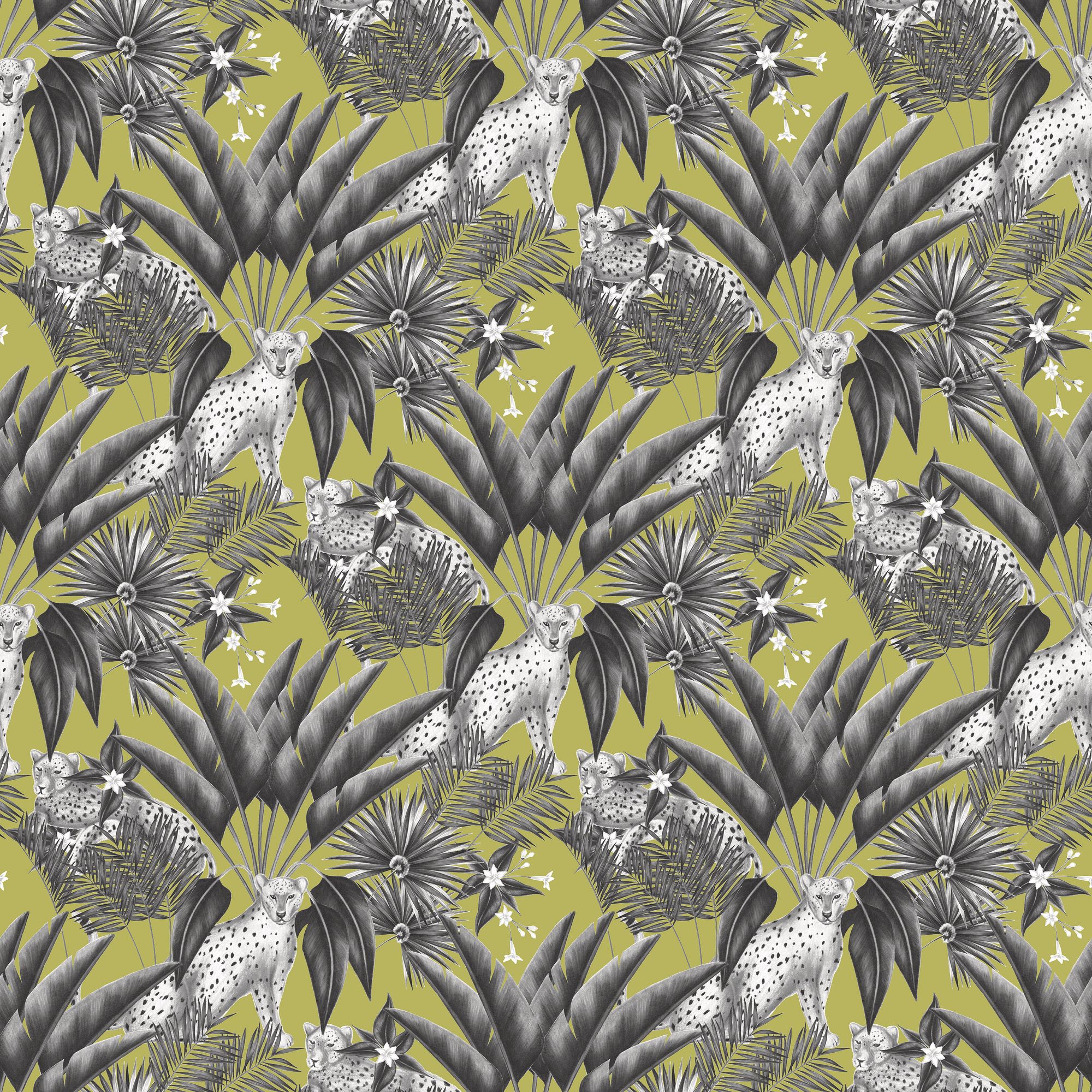 WLD53105W Jungle Cheetah Sable & Lime Sable & Lime Wallpaper by Ohpopsi