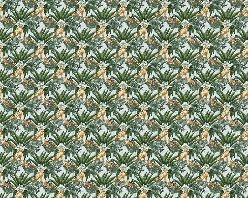 WLD53107W Jungle Cheetah Duck Egg Duck Egg Wallpaper by Ohpopsi