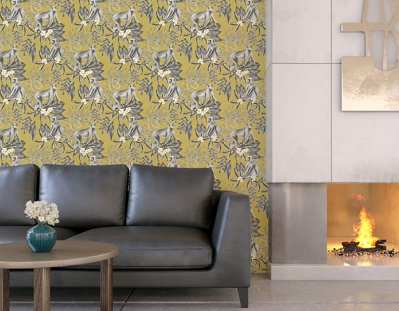 WLD53110W Morris Mustard Mustard Wallpaper by Ohpopsi