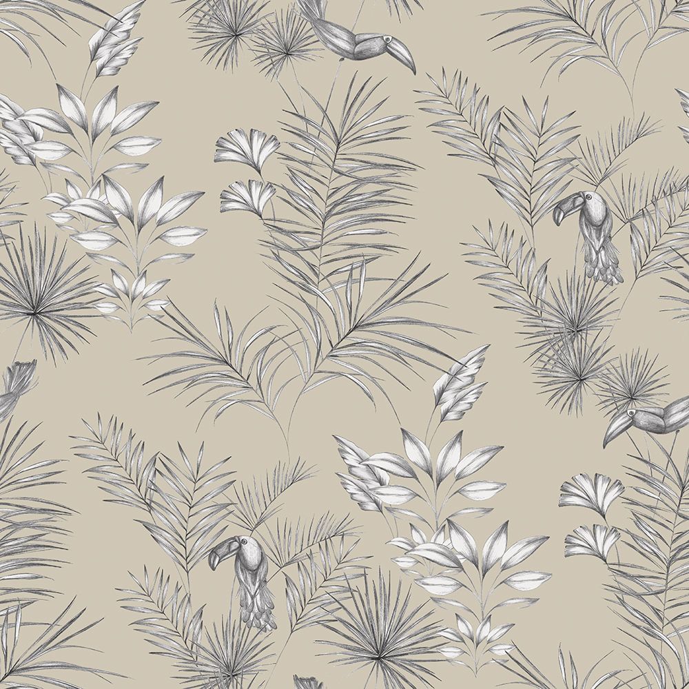 WLD53112W Toucan Toile Linen Toile Linen Wallpaper by Ohpopsi